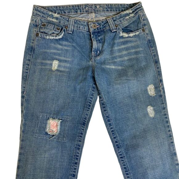 VTG L.E.I. Premium Patches Rose Straight Jeans Sz 11 - Picture 2 of 13